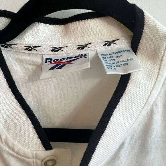 Vintage Reebok 100% Cotton White & Black Rugby Shirt - Medium - Picture 4 of 8